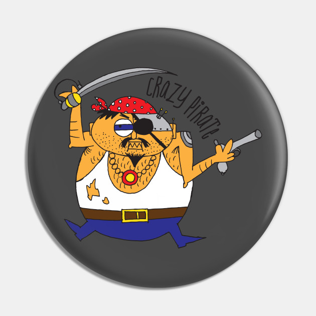 Crazy pirate, cartoon drawing, illustration - Cartoon Pirate - Pin | TeePublic Crazy pirate, cartoon drawing, illustration - Cartoon Pirate - Pin | TeePublic