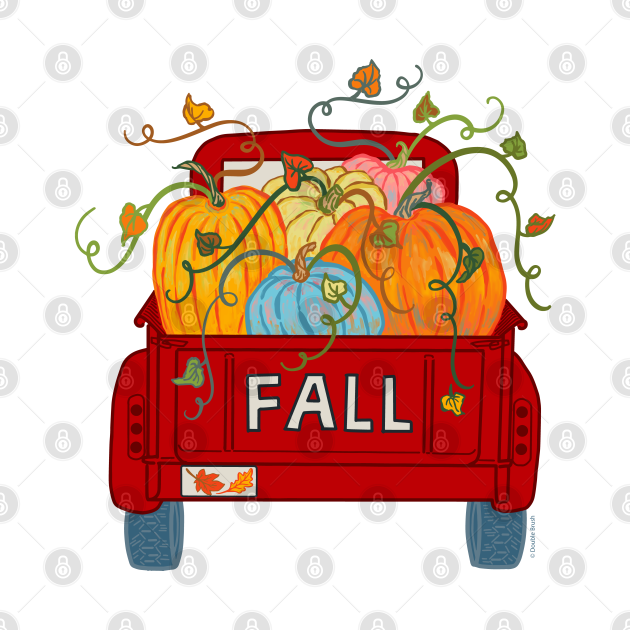 Disover Fall Pumpkin Truck Red Vintage Old Pickup with Pumpkins - Pumpkin Truck - T-Shirt