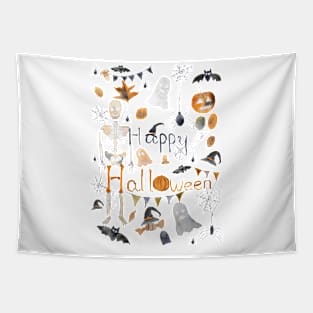 happy halloween watercolor Tapestry