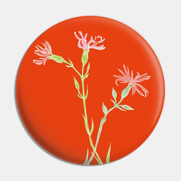 Vintage florals - Ragged Robin Pin by VrijFormaat