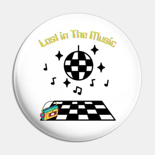 Lost in The Music Retro Music Design Pin