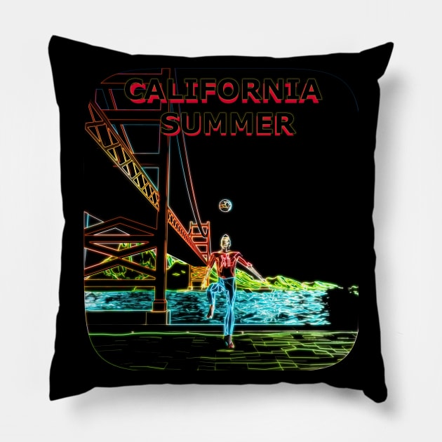 California Summer - San Francisco - Retro Pillow by ManeKo