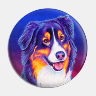 Colorful Tricolor Australian Shepherd Dog Pin