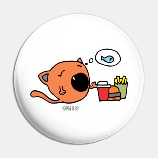 Cute cat no fast food only healthy food fish dream Pin