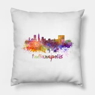 Indianapolis skyline in watercolor Pillow