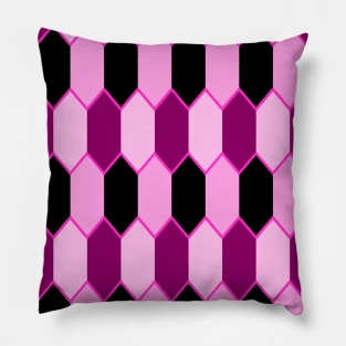 Hot Pink and Black Hexagon Geometric Pattern Pillow