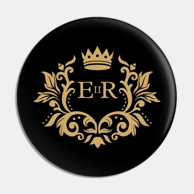 Queen Elizabeth II Royal Cypher in Vintage Frame Pin by Enriched by Art