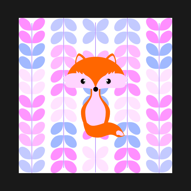 Cute fox with colorful leaves by cocodes