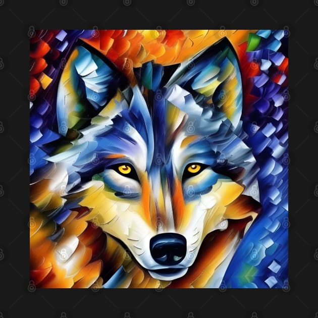 Neo-Impressionistic Wolf Face by Chance Two Designs