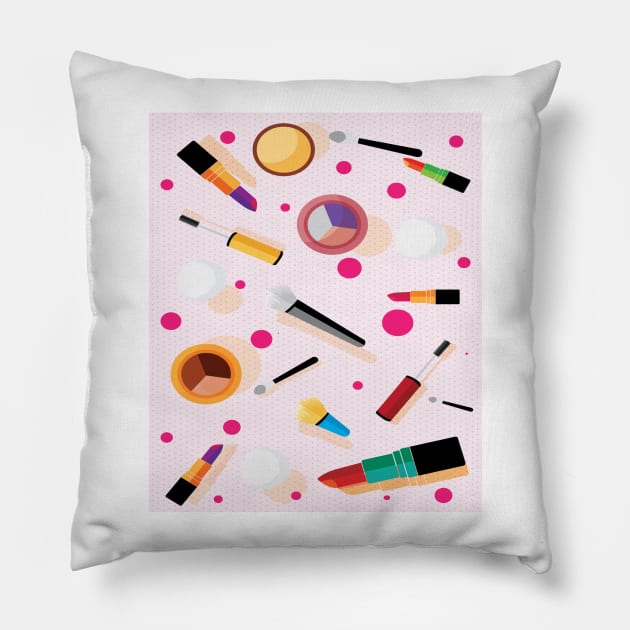 Girly Pink Makeup Pattern Pillow by JakeRhodes