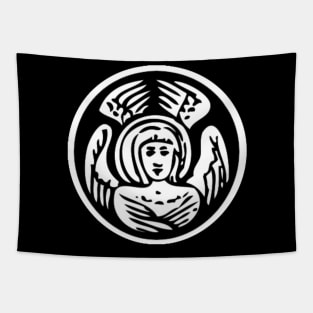 Divine Man St Matthew - black bkg Tapestry