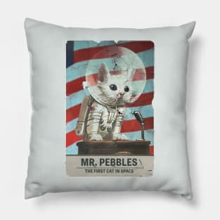 Mr. Pebbles - The First Cat In Space Pillow