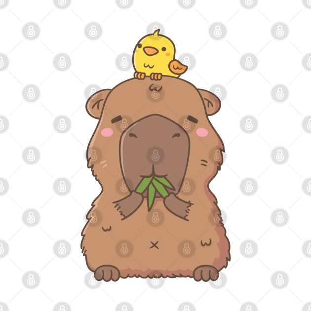 Cute Capybara with Yellow Bird Doodle by rustydoodle