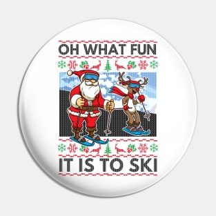 Skiing Ugly Christmas Sweater. Oh What Fun It Is To Ski. Pin