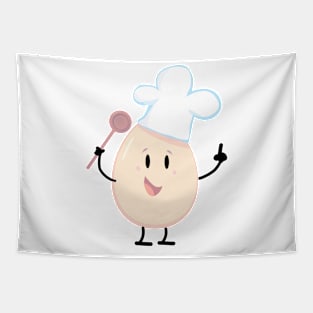 cheerful egg as the chef's mascot Tapestry