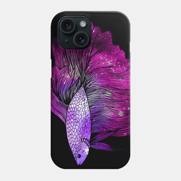 Pink Betta Fish Galaxy Phone Case by julieerindesigns