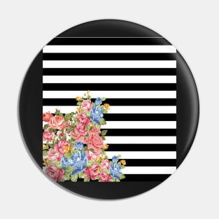 Floral on Stripes Pin