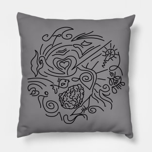 Doodle Line Art Pillow