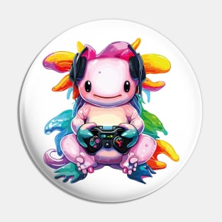 Gamesolotl Cute Kawaii Axolotl Gamer Pin