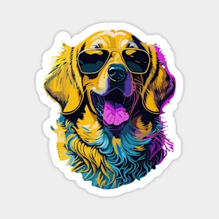 Neon Golden Retrievers with Sunglasses Magnet