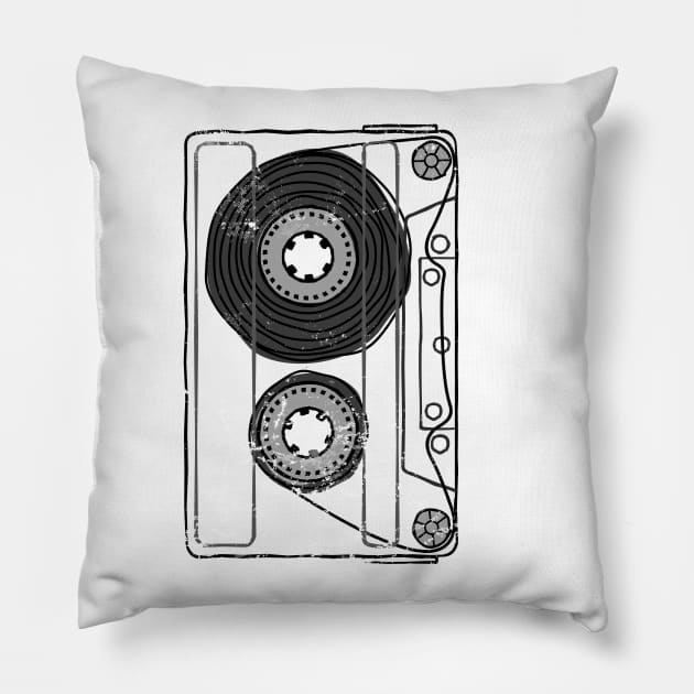 Vintage Retro Mixtape Made in the 80s Cassette Tape Pillow by nvdesign