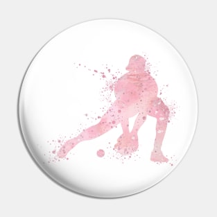 Baseball Player Catcher Watercolor Blush Pink Silhouette Pin