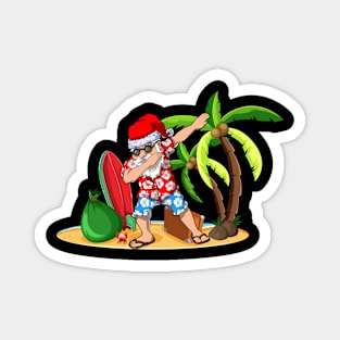 Cute Christmas in July Santa Hawaiian Summer Surf Surfing Surfer Magnet