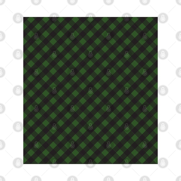 Dark Green and Black Check Gingham Plaid by squeakyricardo