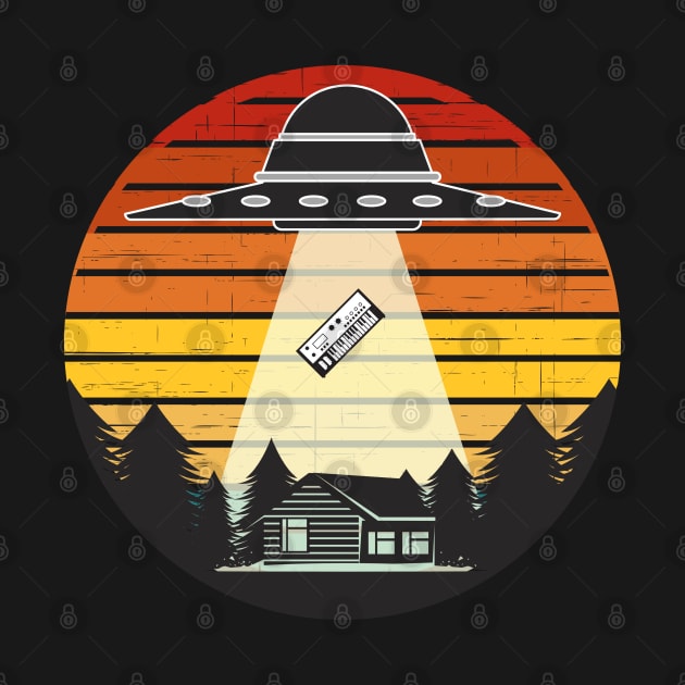 Piano Player Keyboard Player Funny Pianist UFO by Delta V Art