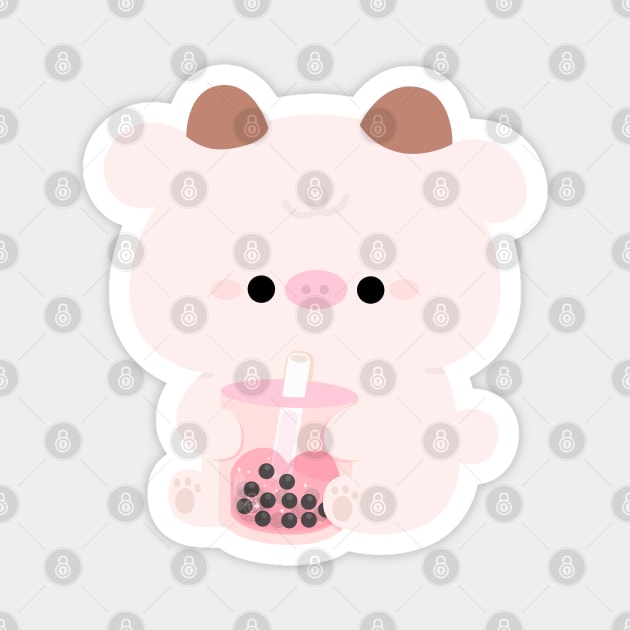 Cow Boba Tea Magnet by theladyernestember