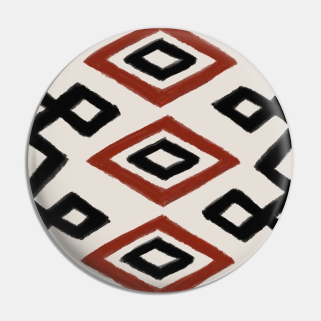 Boho Geometric Pattern in Rust Red and Black Pin by YourGoods