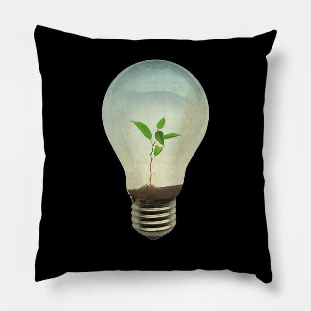 Global Warming plant in a light bulb Pillow by Vin Zzep