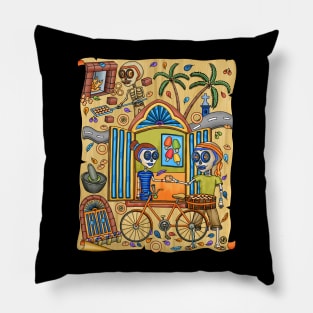 Cute Skeleton - Dia De Los Muerto - Goa -The Breadman - Bread Lover Pillow