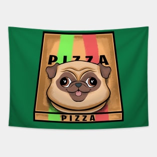 funny pug pizza humor dogs lovers pizza love Tapestry