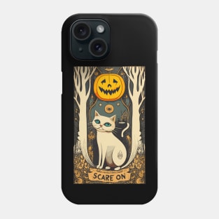 Halloween 'scare on' cat tarot Phone Case