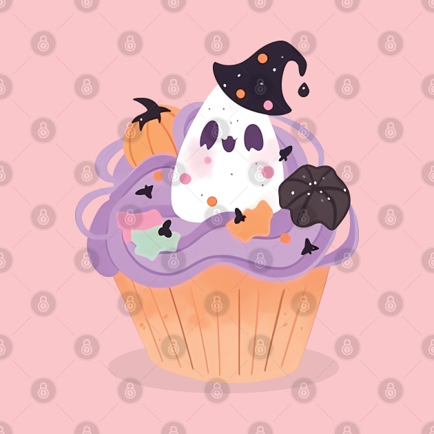 Spooky Ghost Cupcake. Halloween Boo Sheet Dessert by Lunatic Bear