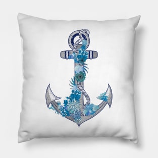 Anchor of a ship with corals and shells Pillow