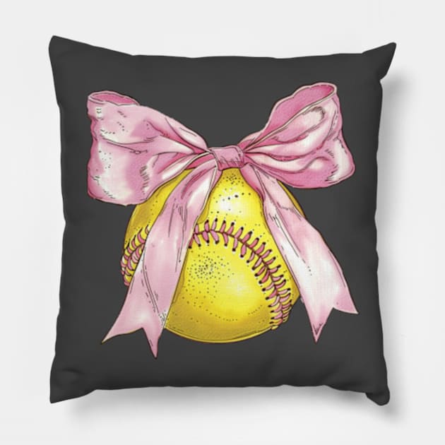 Cute softball with bow Pillow by Karley’s Custom Creations