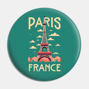 A Vintage Travel Art of the Eiffel Tower in Paris - France Pin