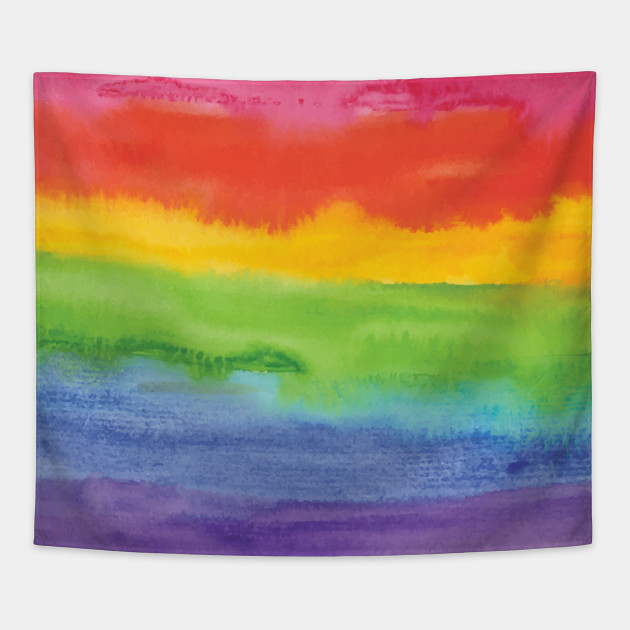 Abstract Watercolor Painted Stripes Rainbow Watercolor Rainbow