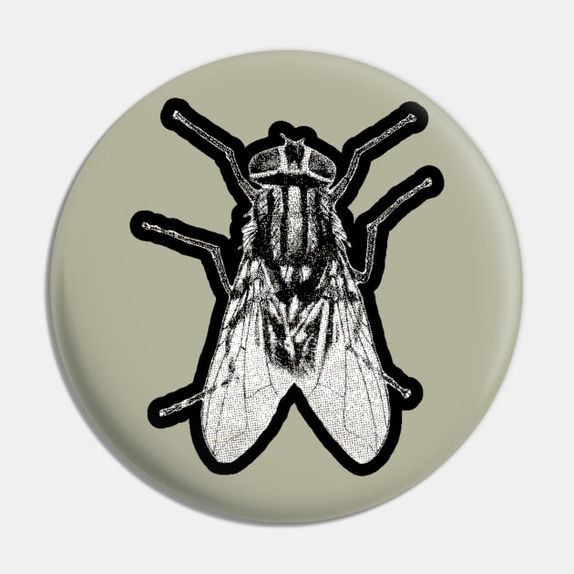 Fly - vintage print Pin by Bits