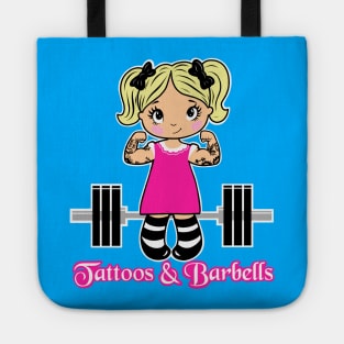 Tattoos and Barbells, fitness girl, gym girl Tote