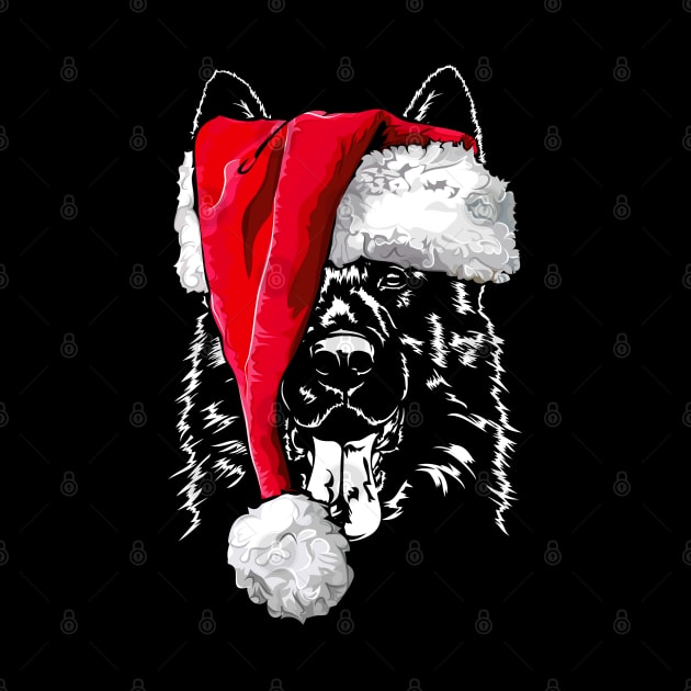 Santa German Shepherd Christmas dog gift present by wilsigns