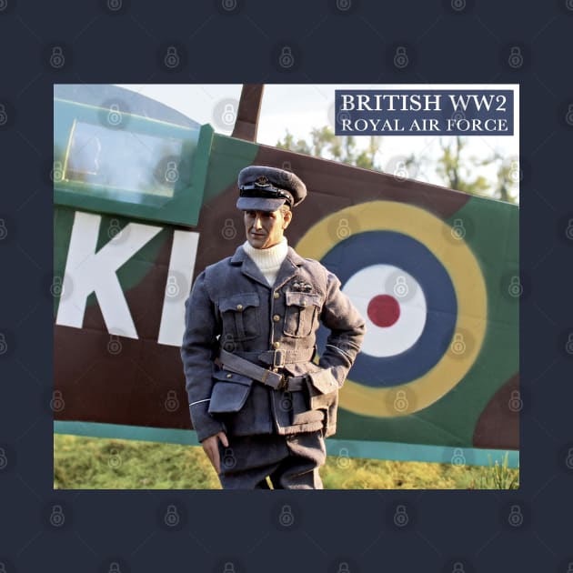 British WW2 RAF Pilot Posing with Spitfire by Busybob