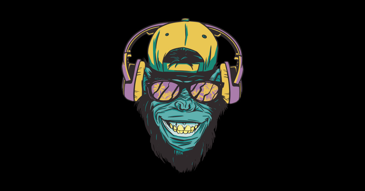 Monkey with Headphones a Monkey in a Hat Listening To Music with Headphones Monkeys graphic