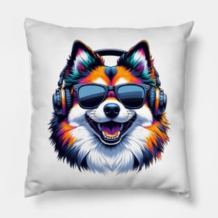 German Spitz Smiling DJ with Vibrant Melodies Pillow