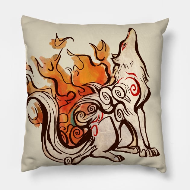 The fire Wolf Pillow by mcashe_art