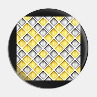 Yellow and Gray 3d Geometric Pattern, Rhombic Harlequin Motif Pin