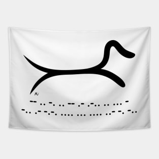 Minimalist Dachshund with morse code Tapestry