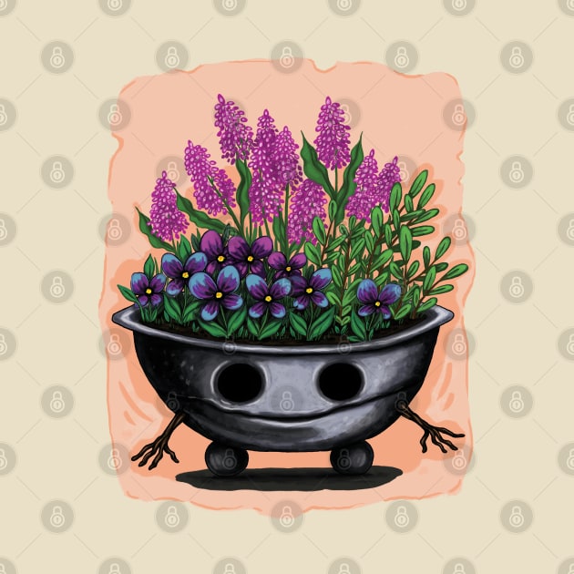Purple flowers plant pot by Raluca Iov
